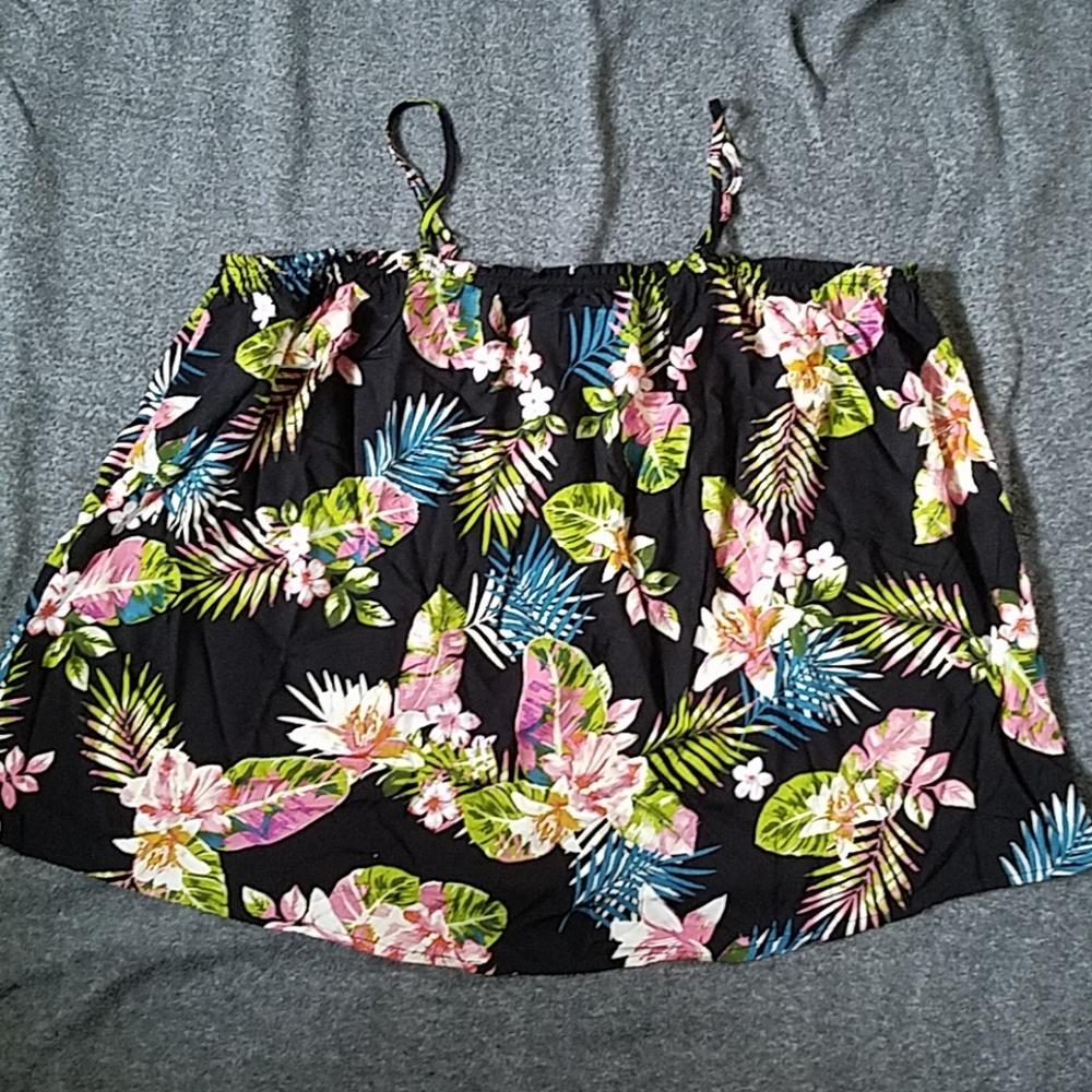 Tropical print flowy tank
